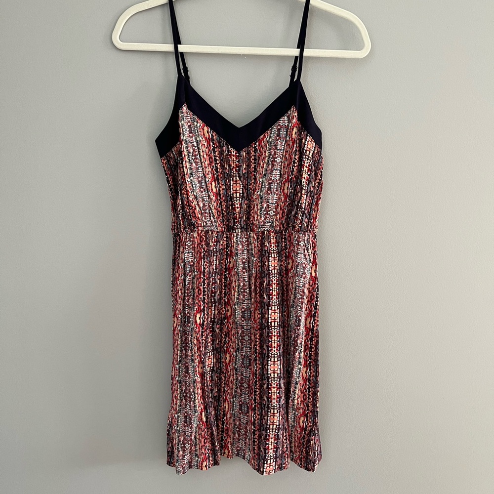 Abstract Stripe Dress Navy and Red